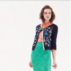 Anthropologie HWR Monogram‎ Sail Boat Cardigan